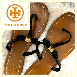 🙏Tory Burch Leighanne Bow Thong Sandal, Black💖 Size 9